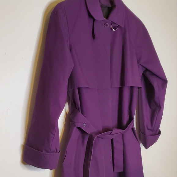 Grape Purple London Fog Single Breasted Trench Coat - Picture 12 of 15
